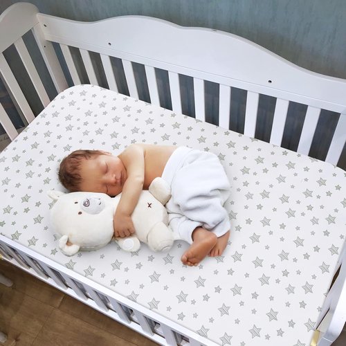 Crib Sheets for Boys & Girls - Soft, Breathable Fitted Sheets for Standard Crib & Toddler Mattresses | 2 Pack in Grey & White