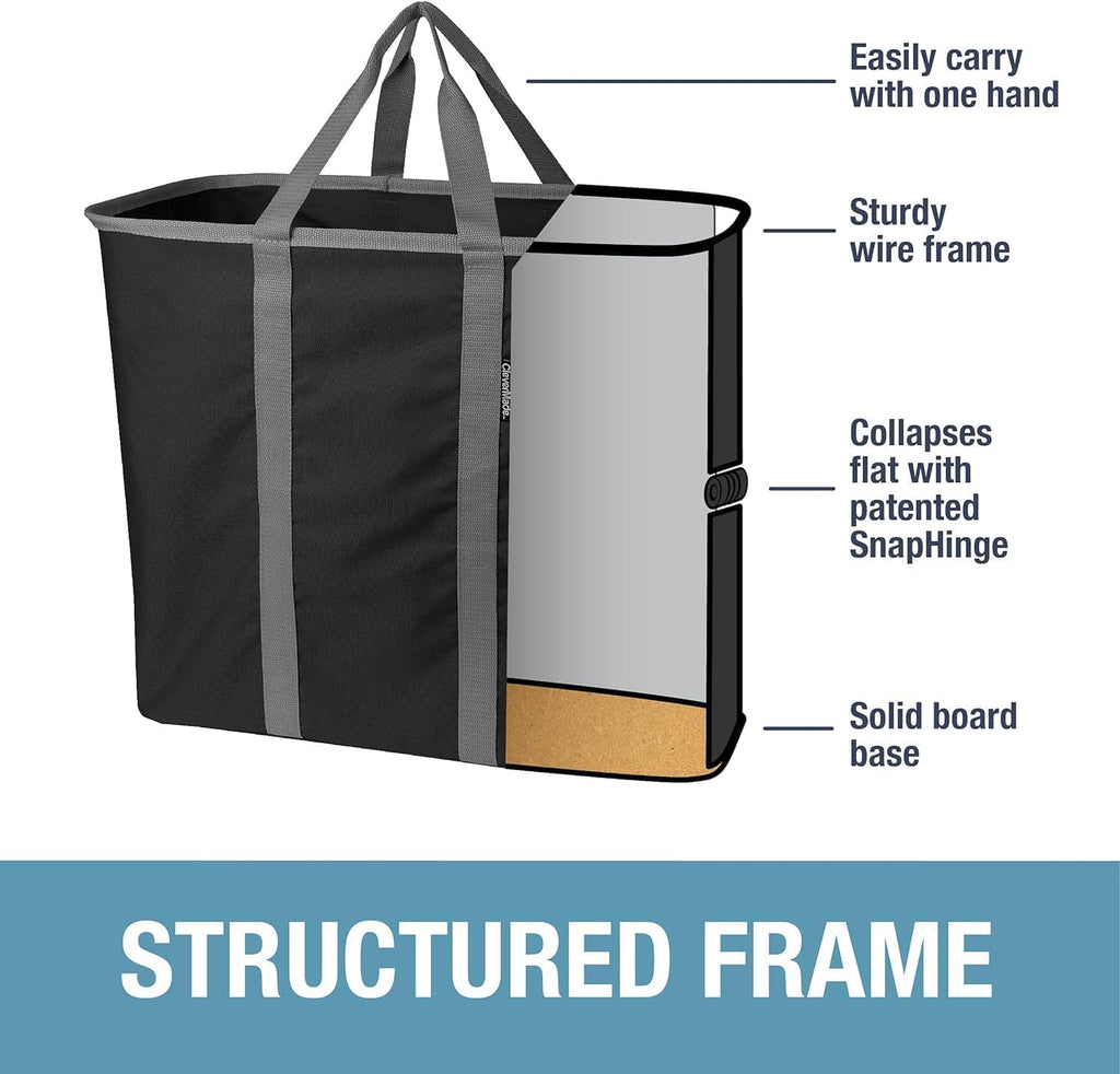 CleverMade Collapsible Laundry Caddy – Foldable Laundry Hamper & Tote, XXL 64L Pop-Up Laundry Basket with Handles, Space-Saving Laundry Organizer for Home, Dorm, Closet & Travel, 2 Pack - Denim Gray