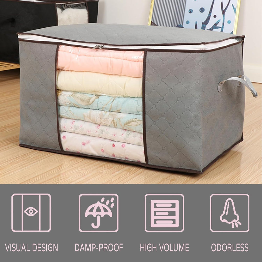 Skiennix 90L Large Foldable Storage Bags - Durable Comforter & Linen Organizer | 10 Pcs Set