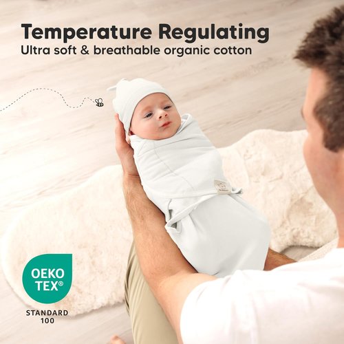 KeaBabies Organic Swaddles for Newborns - Soft Cotton Sleep Sacks & Breathable Hats | 0-3 Months, Sage