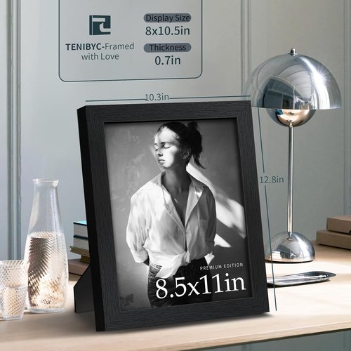 Black Woodgrain Picture Frame Set of 3 by [Brand Name] - Solid Wood & HD Tempered Glass for Table Display or Wall Hanging