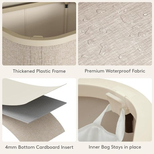 Lifewit Slim Laundry Basket - Tall 65L Hamper with Lid & Removable Bag | Beige, Perfect for Any Room