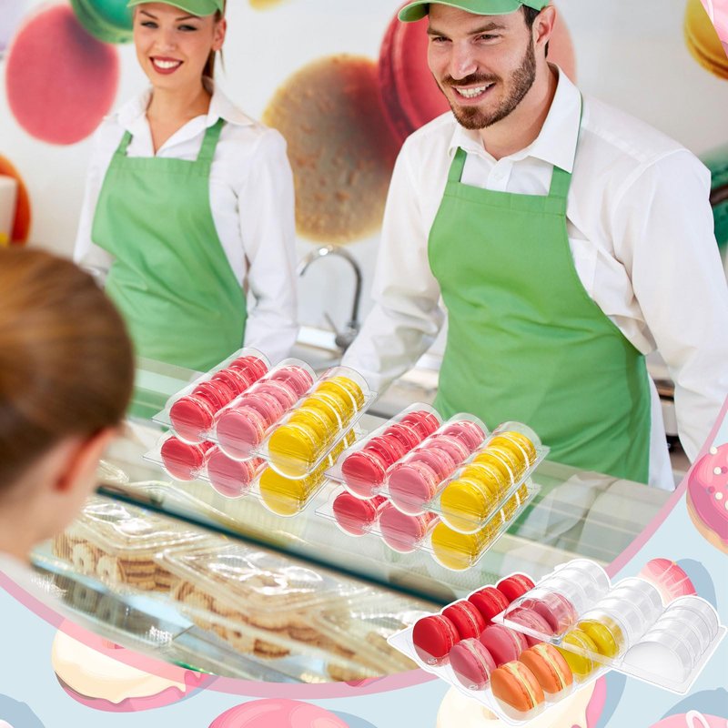 Sherr 24 Pcs Macaron Boxes Clear Plastic Macaron Storage Containers Macaroon Packaging Display Trays for Cookie, Wedding, Party Gifts