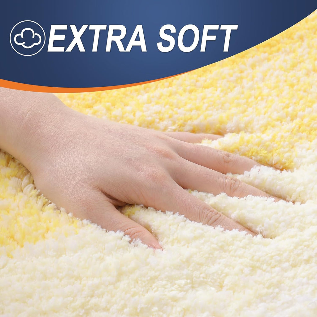 OLANLY Bathroom Rugs - Extra Soft Microfiber Mat 30x20 | Quick Dry, Machine Washable, Rubber Backing, Yellow