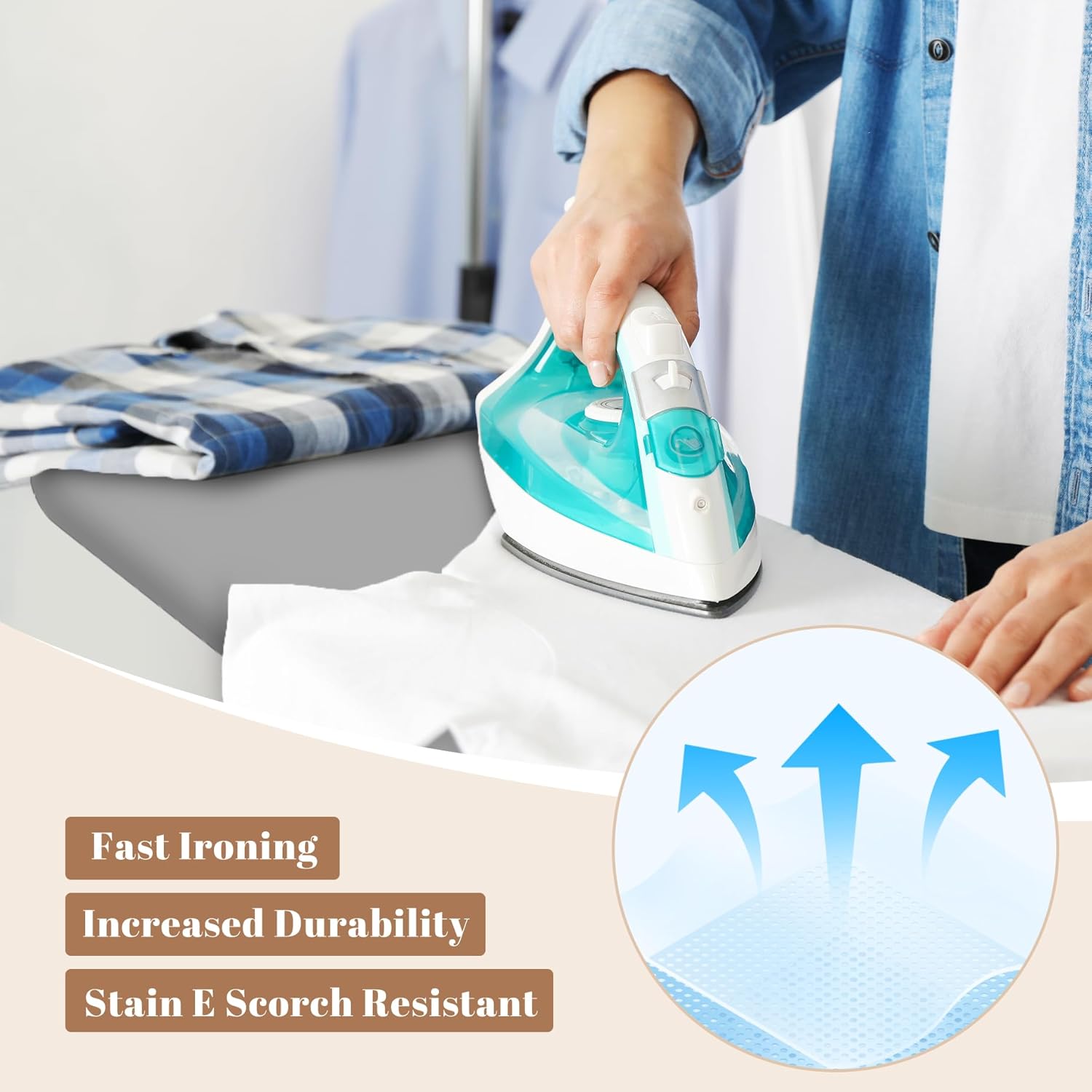 Skiennix Ironing Board - Compact Space-Saver with Heavy-Duty Padding | 13 x 43 Inches - Grey