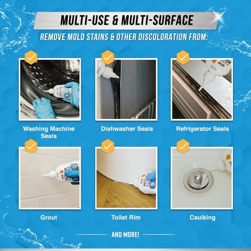 ACTIVE Mold Stain Remover Gel - Heavy-Duty Cleaner for Washing Machine Seals & Grout - 7 Fl Oz