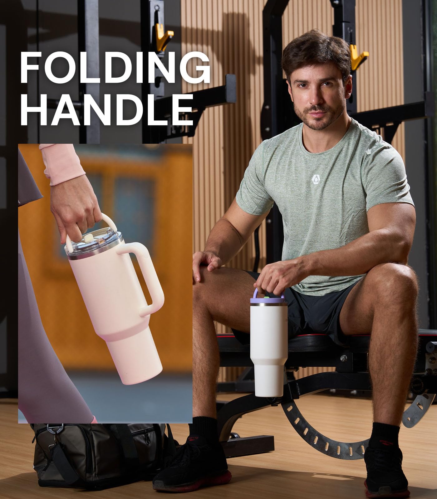 2 Pack 40 oz Tumbler Flip Straw Lid Replacement Fit for Stanley Quencher, Leak Proof Lid Replacement Spill Proof Reusable for Stanley Tumbler 40oz Accessories Include Lid Brush, Straw Brush