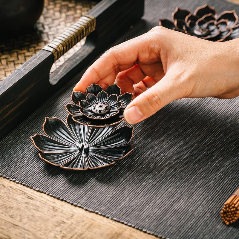 Brass Lotus Incense Burner with Detachable Ash Catcher