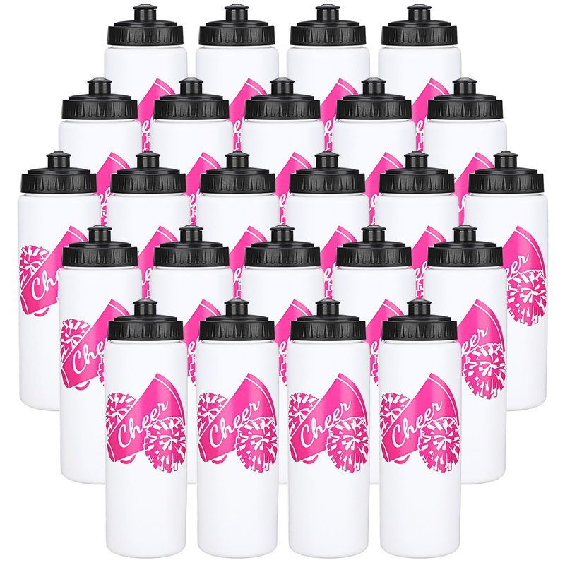 Domensi 24 Pcs Cheer Water Bottles 20 oz Plastic Reusable Cheer Squeeze Water Bottle Bulk Teams Sports Gifts for Cheerleaders Gifts