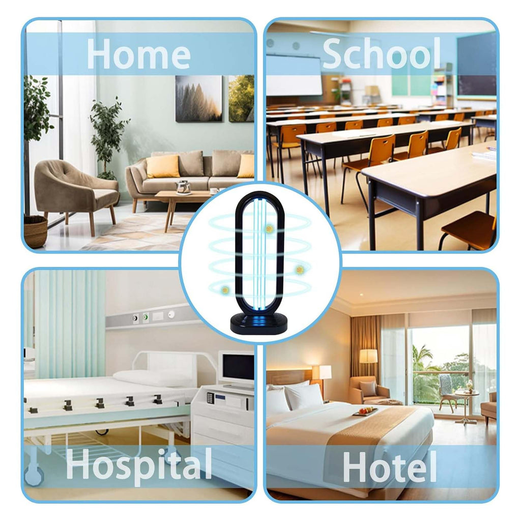 UV Light - Uv Bed Bugs, UV Lamp with 4- Speed Timing and Remote Control (38w Uvc Bulb) (1Pcs-Black)