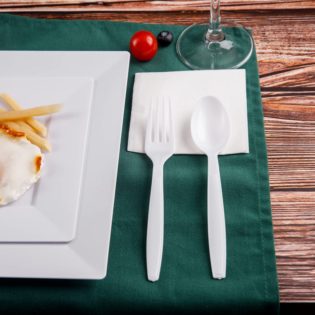 Liacere 360 Pieces White Plastic Forks - Disposable Forks - 6.7inch Heavy Duty Fork - White Plastic Utensils -Perfect for Parties Dinners Restaurants