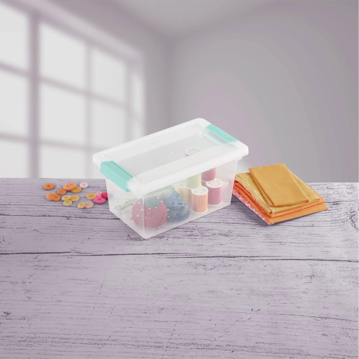 Sterilite Medium Clip Box - Stackable Storage Bin with Latching Lid for Organizing Crafts & Office Supplies - Clear