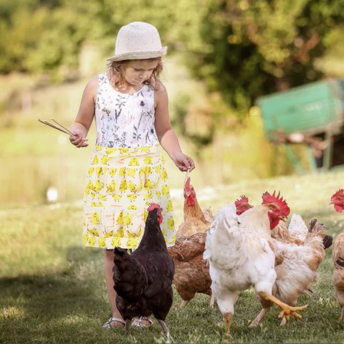 Gautsa Egg Apron for Kid and Adult, Deep Pockets with Elastic Closures, with Hook, Fresh Egg Collecting Gathering Holding Apron (yellow for kid)