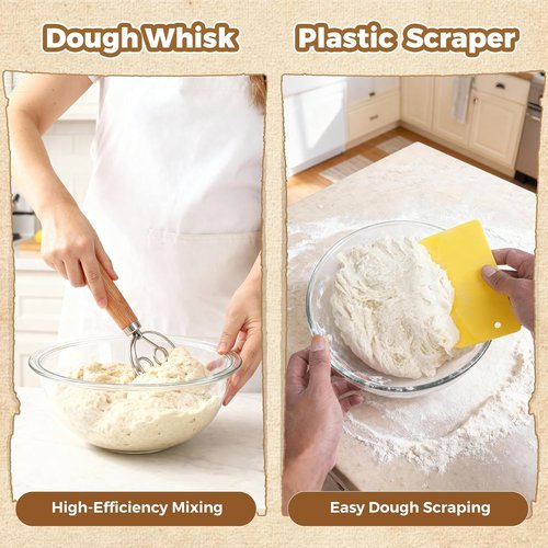 Complete Bread Proofing Basket Kit - All-in-One Sourdough Starter Set with Banneton, Dough Tools & More