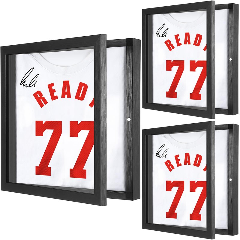 3 Pack T Shirt Display Frame, 11.3'' X 11.3'' Black Imitation Wood T Shirt Frame with 98% UV Protection Acrylic, 1" Depth of Usable Space Shadow Box, Display Case for Shirts, Jerseys, Memorabilia