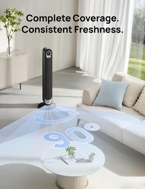 Dreo Smart Tower Fan - WiFi Voice Control Bladeless Oscillating Fan with Remote | 6 Speeds, 4 Modes, 12H Timer for Home & Office