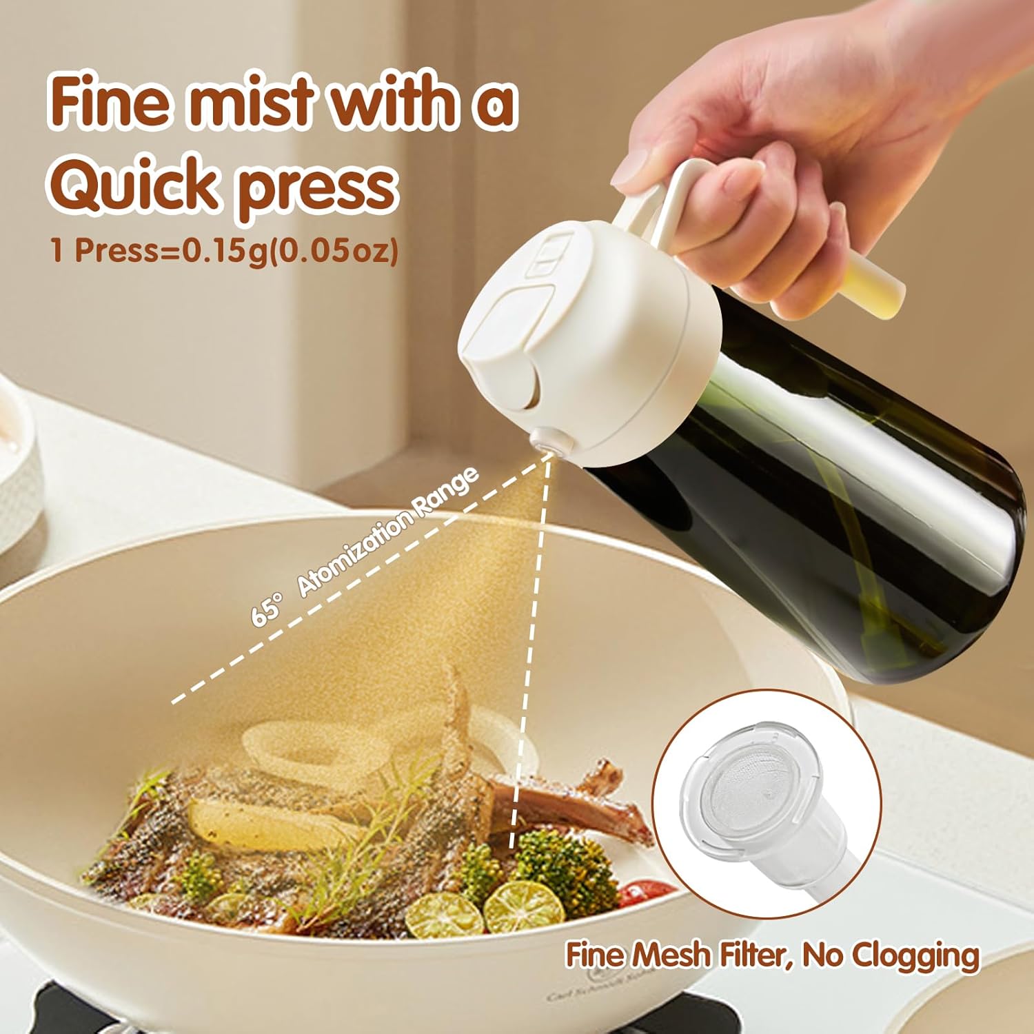 YARRAMATE 16oz Dark Oil Sprayer - 2-in-1 Olive Oil Dispenser Bottle | Premium Food-Grade Glass