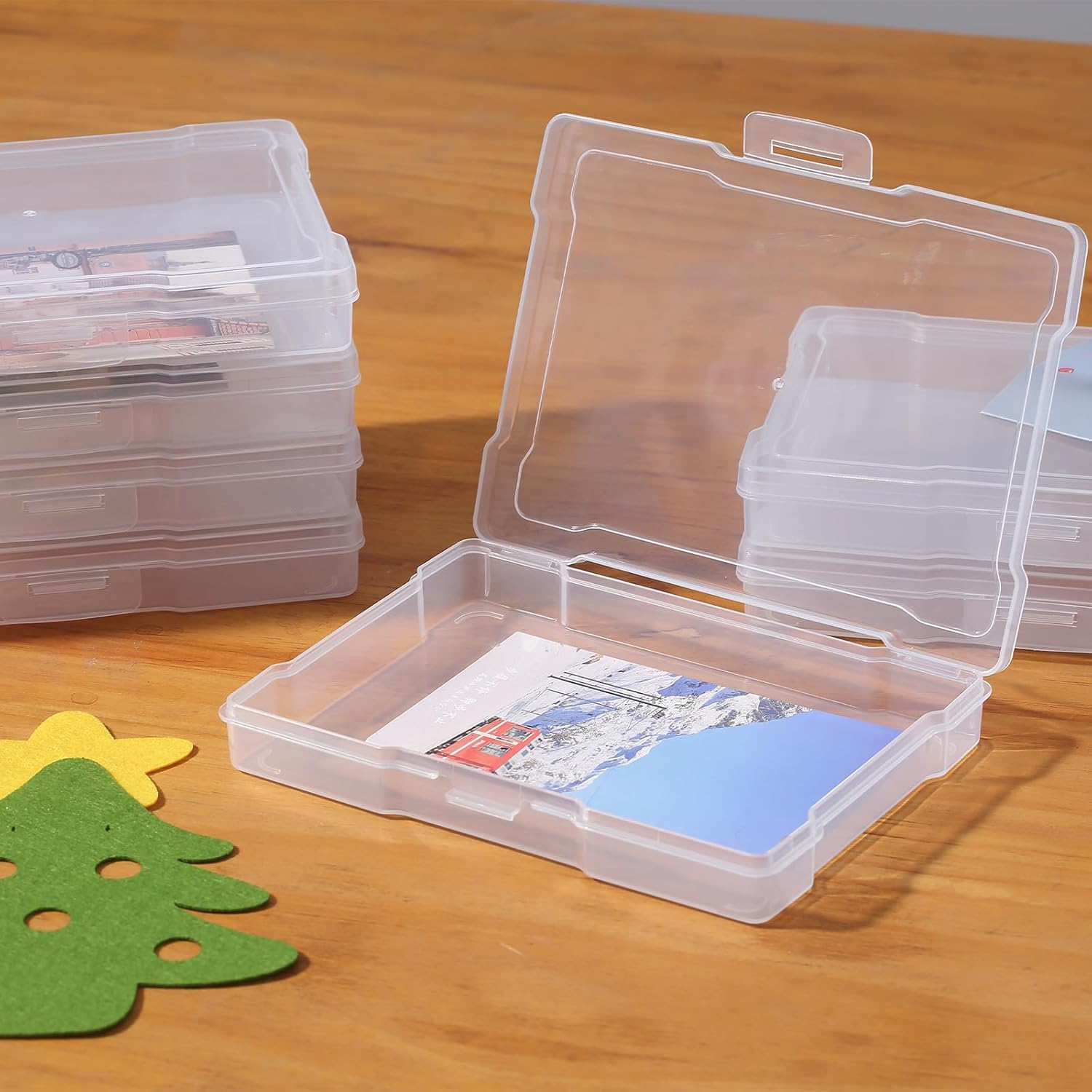 Novelinks 12-Pack Clear Photo Storage Boxes - 5"x7" Plastic Organizer Cases for Cards & Games