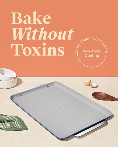 Caraway Non-Stick Ceramic Baking Sheet Duo - Non-Toxic, PTFE & PFOA Free - Ideal for Baking & Roasting - Large (18" x 13") - Slate