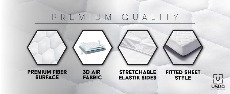 USRA 100% Cotton Twin Mattress Topper Protector Cover - 300 GSM Quilted Non-Toxic 18" Deep Premium Quality Thick Soft Water Resistant Pad for Mattress - Oeko-TEX Certified