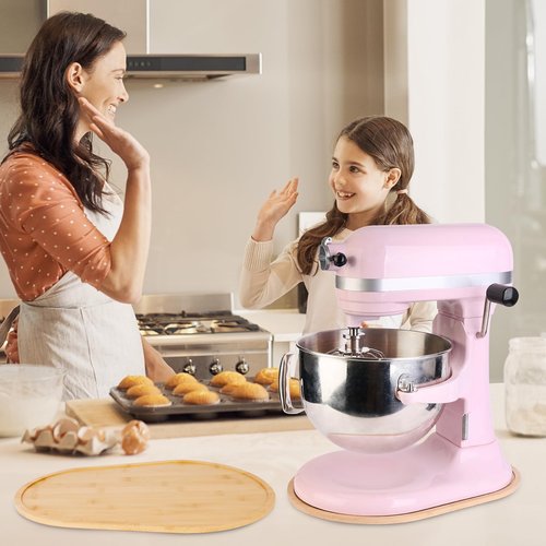 Adwrparts Food-Grade Bamboo Mixer Slider Compatible with Kitchen aid Stand Mixer Artisan Bowl Lift 5-8Qt, Countertop Storage Mover Accessories Mixer Sliding Tray Attachments