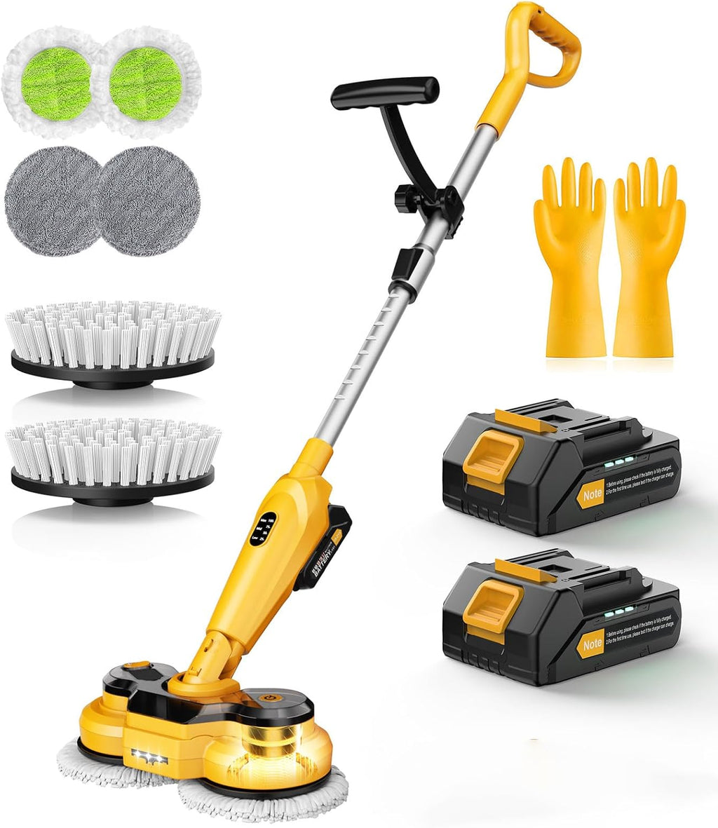 Qimedo Cordless Electric Mop M3 Pro - 6000mAh Battery, 800RPM Power Scrubber with Smart Display & LED Light