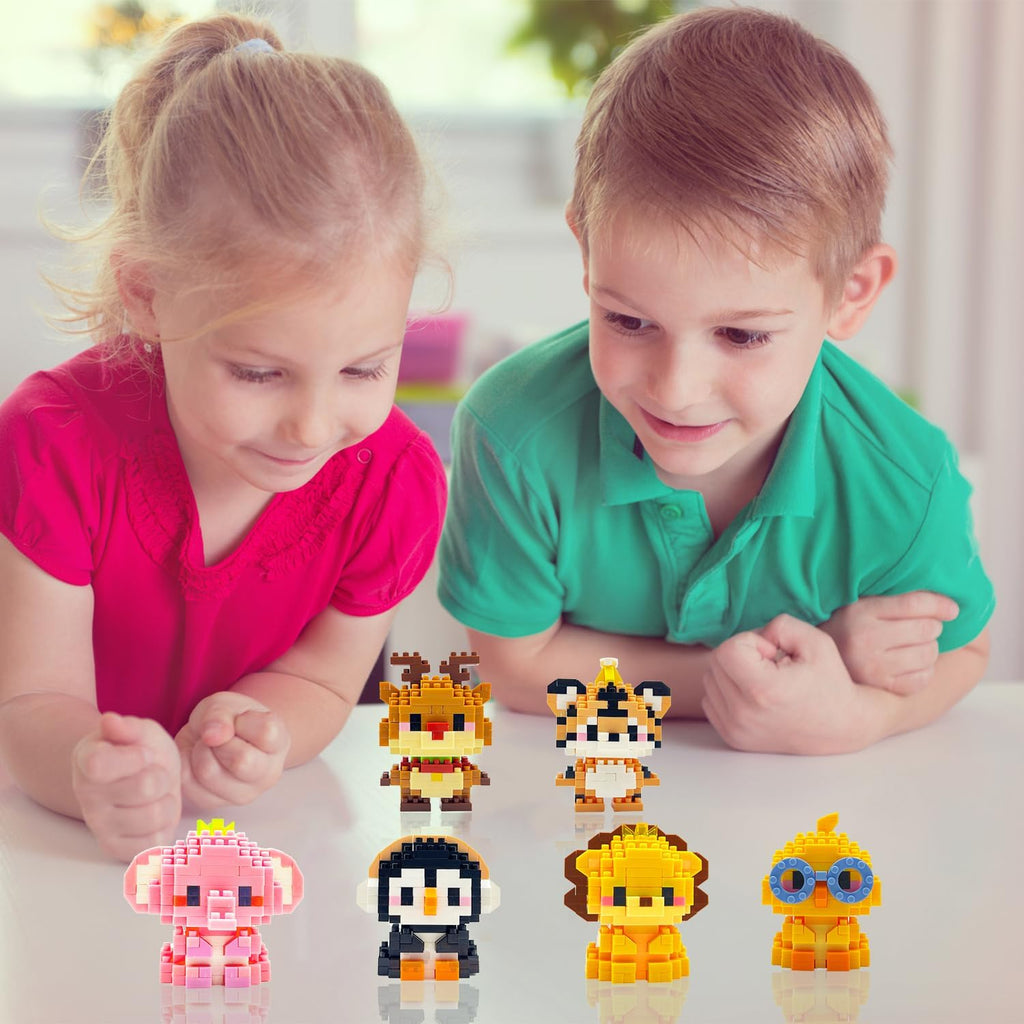 Skiennix Mini Animal Building Blocks - Cute 6 Pack Toys for Kids | Perfect for Easter & Party Favors
