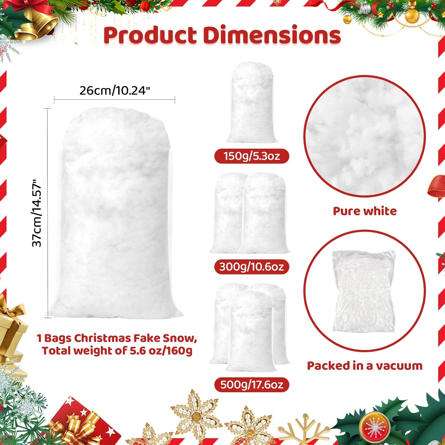Skiennix Christmas Fake Snow Decor - Fluffy Fiber Artificial Snow Blanket for Indoor Decorations | 5.3 OZ