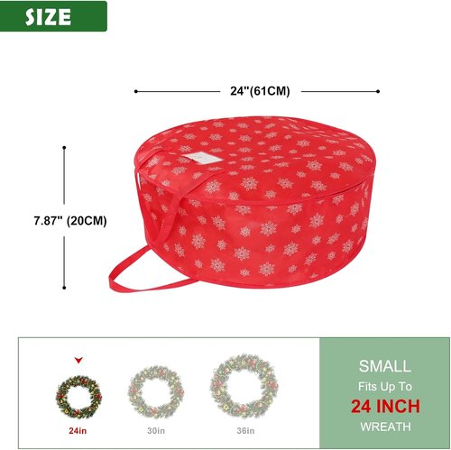 Christmas Wreath Storage Container | 24-Inch Durable Bag with Handles for Holiday Decor - 1 Pack