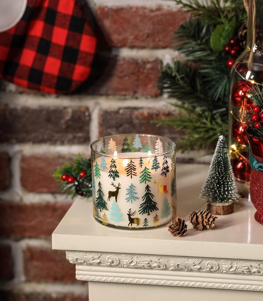 Regine Switzerland Pine Scented Christmas Candle - Large 14oz with 3 Wicks for Cozy Winter Ambiance