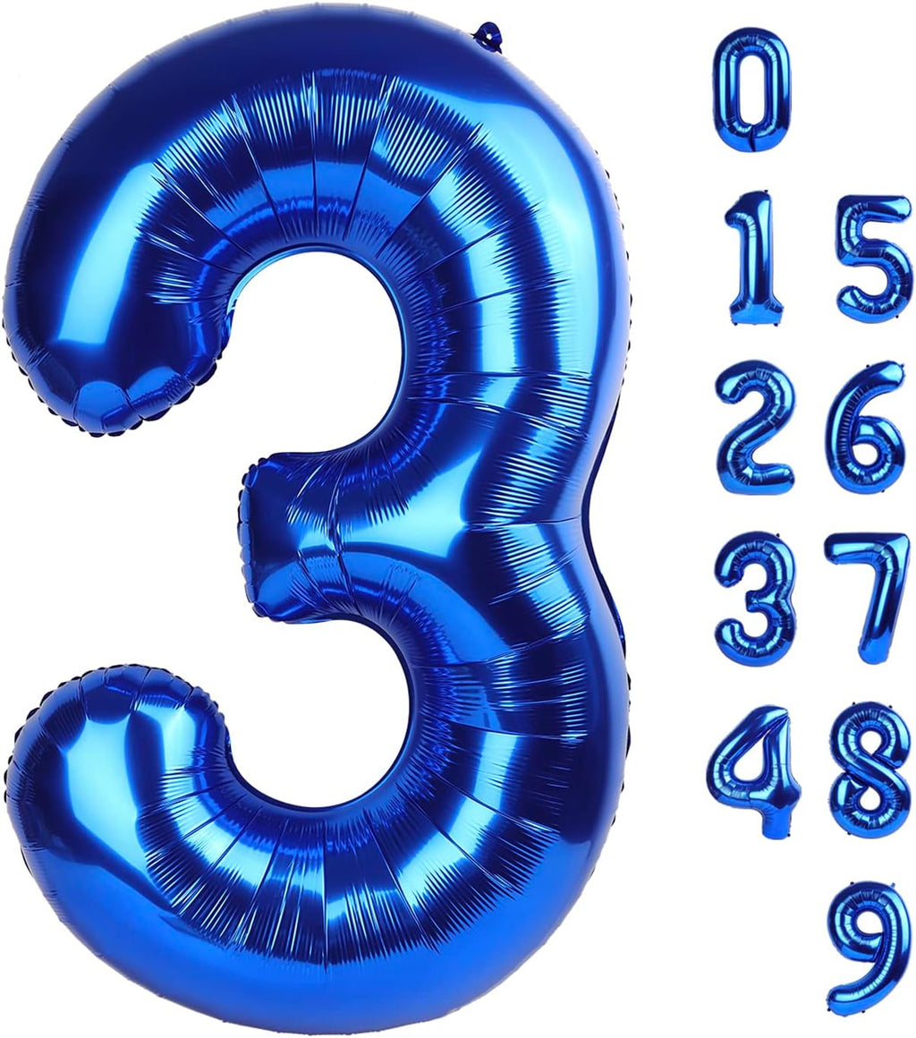 Number 3 Balloons - 40 Inch Navy Blue Birthday Balloon for Three-Year-Old Celebrations