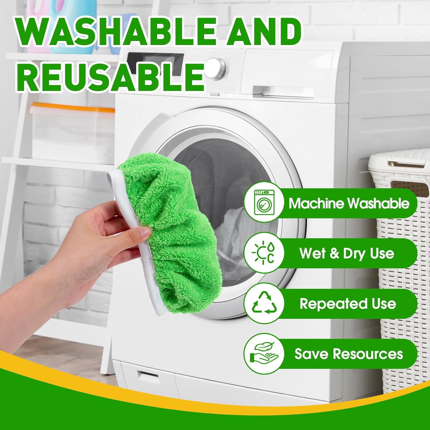 Skiennix 12-Pack Reusable Microfiber Mop Pads - Washable Dry & Wet Cleaning Cloths for Floor Care