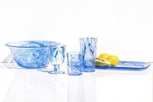 Abode Homewares Aegean 23 oz Durable Acrylic Jumbo Drinking Glasses, Shatter-Resistant and Dishwasher-Safe Indoor/Outdoor Drinkware, Ideal for Water, Iced Tea, Juice, and Cocktails - Blue - Set of 6