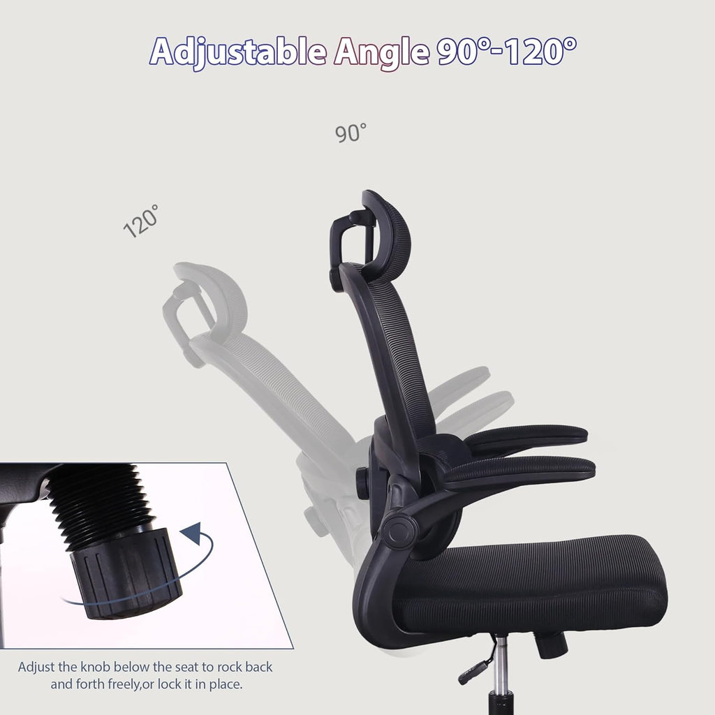 Skiennix Ergonomic Office Chair - High Back Mesh Design with Adjustable Lumbar Support & Headrest