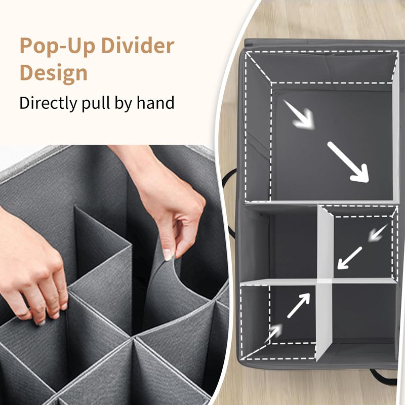 ZLLZUU Shoe Organizer for Closet,2 Pack Foldable Shoe Storage Box with Adjustable Dividers and Clear Cover, Fabric Shoe Storage organizer Bin with Mesh Pockets,Fits up to 16-32 Pairs,Grey