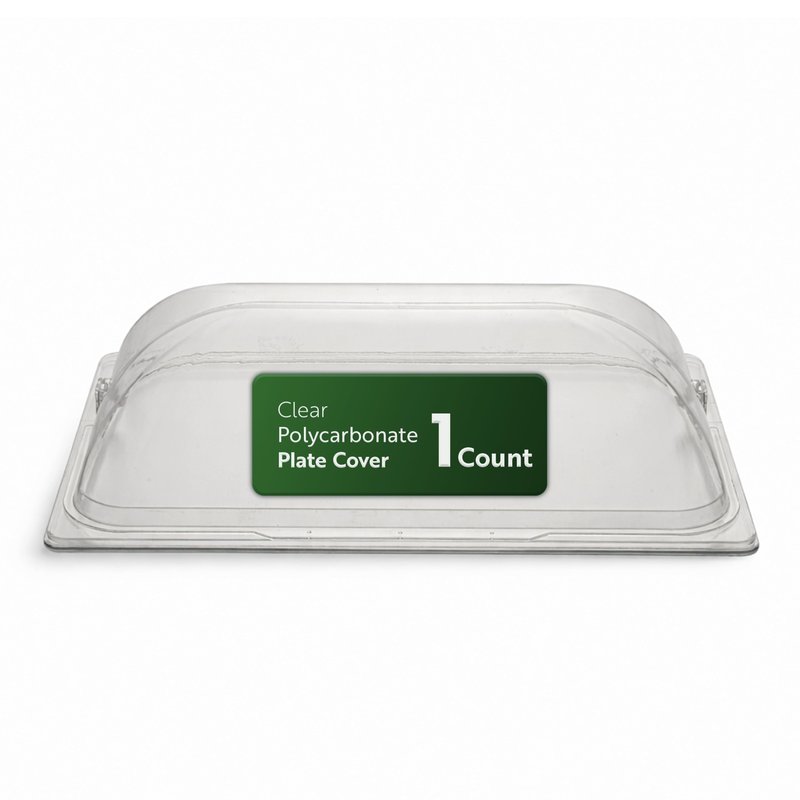 Restaurantware Cater Tek 21 Inch Polycarbonate Plate Cover 1 Shatterproof Dish Cover - Dishwashable For 21 Inch Plates Clear Plastic Tray Cover Flap Handle Design Endures Up To 210F