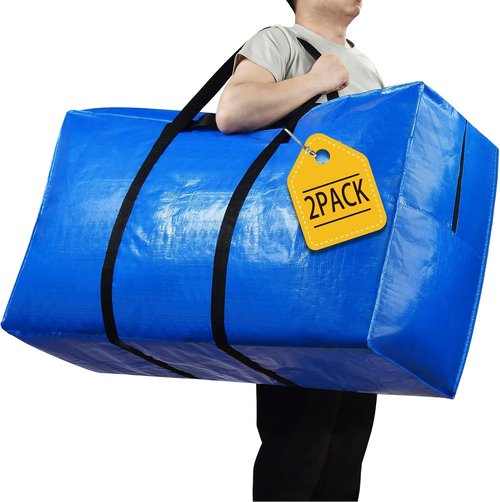 57 Gallon Extra Large Storage Bags by [Brand Name] - Heavy Duty Jumbo Moving Totes | 42x23x13.5 Inch - 2 Pack