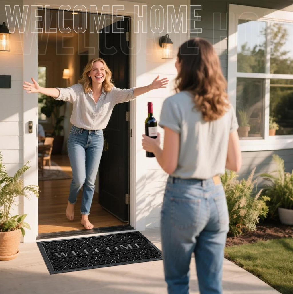 Yimobra Outdoor Welcome Mat - All-Weather Waterproof Non-Slip Doormat | 29.5x17 Inches, Black