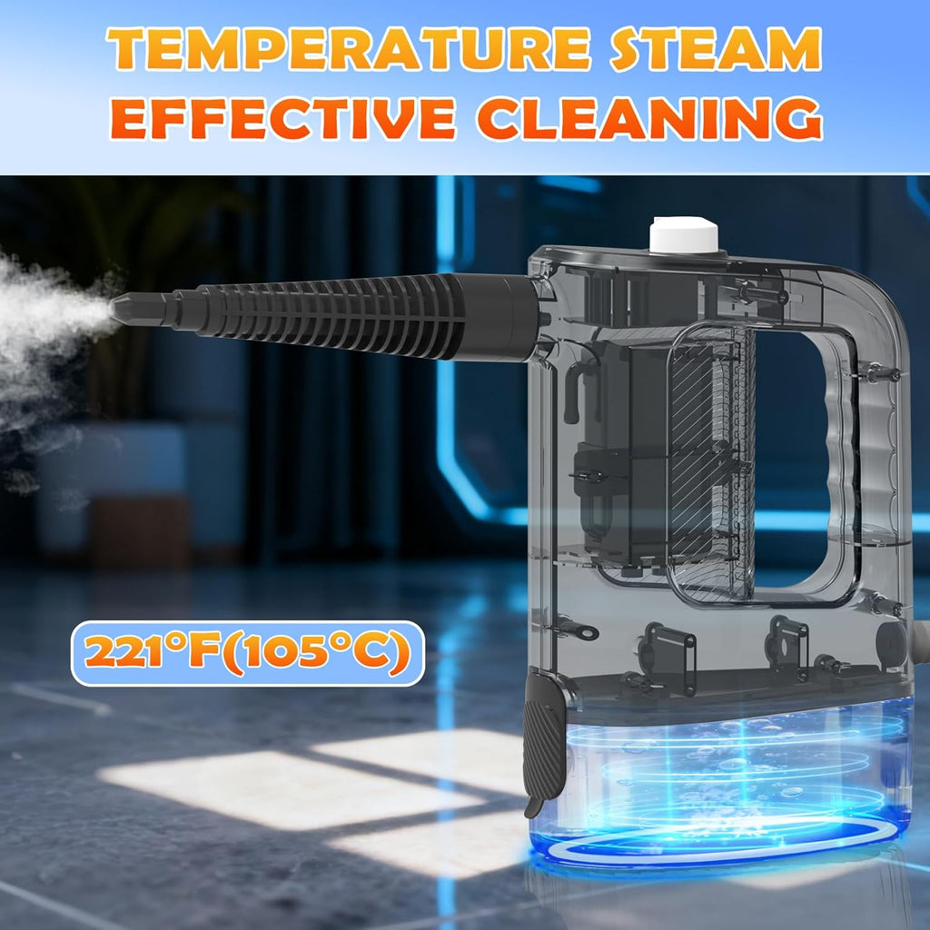Skiennix Handheld Steam Cleaner - 3-Level Adjustable, 15s Heat-Up, 400ML Capacity | 14 Accessories Included
