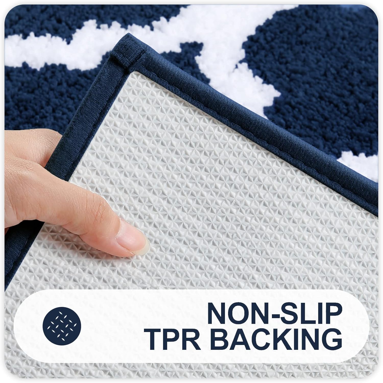 OLANLY Bathroom Rugs - Soft, Absorbent Microfiber Non-Slip Mats | 30x20 Navy Shaggy Shower Carpet