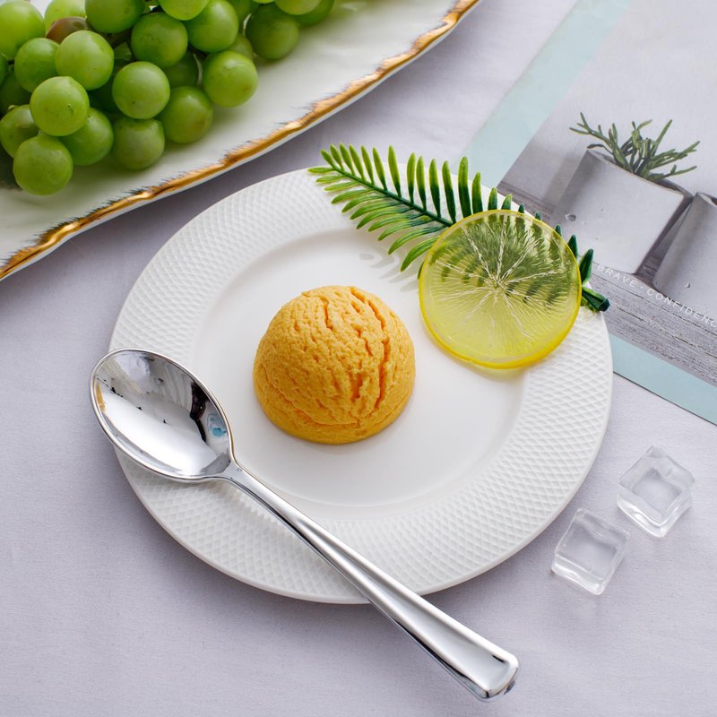 WDF 100 Pack Silver Plastic Spoons Disposable - 6.9 Inch Silver Spoons Heavy Duty Plastic Spoons, Modern Silver Disposable Spoons Perfect for Party Wedding Baby Shower Spring