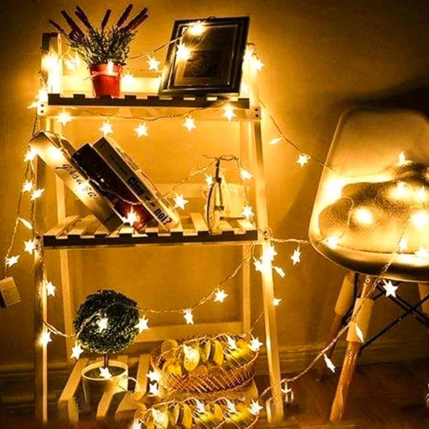 Plun Fairy Star String Lights - 100 LED Waterproof Twinkle Lights with 8 Modes | Warm White for Indoor Decor