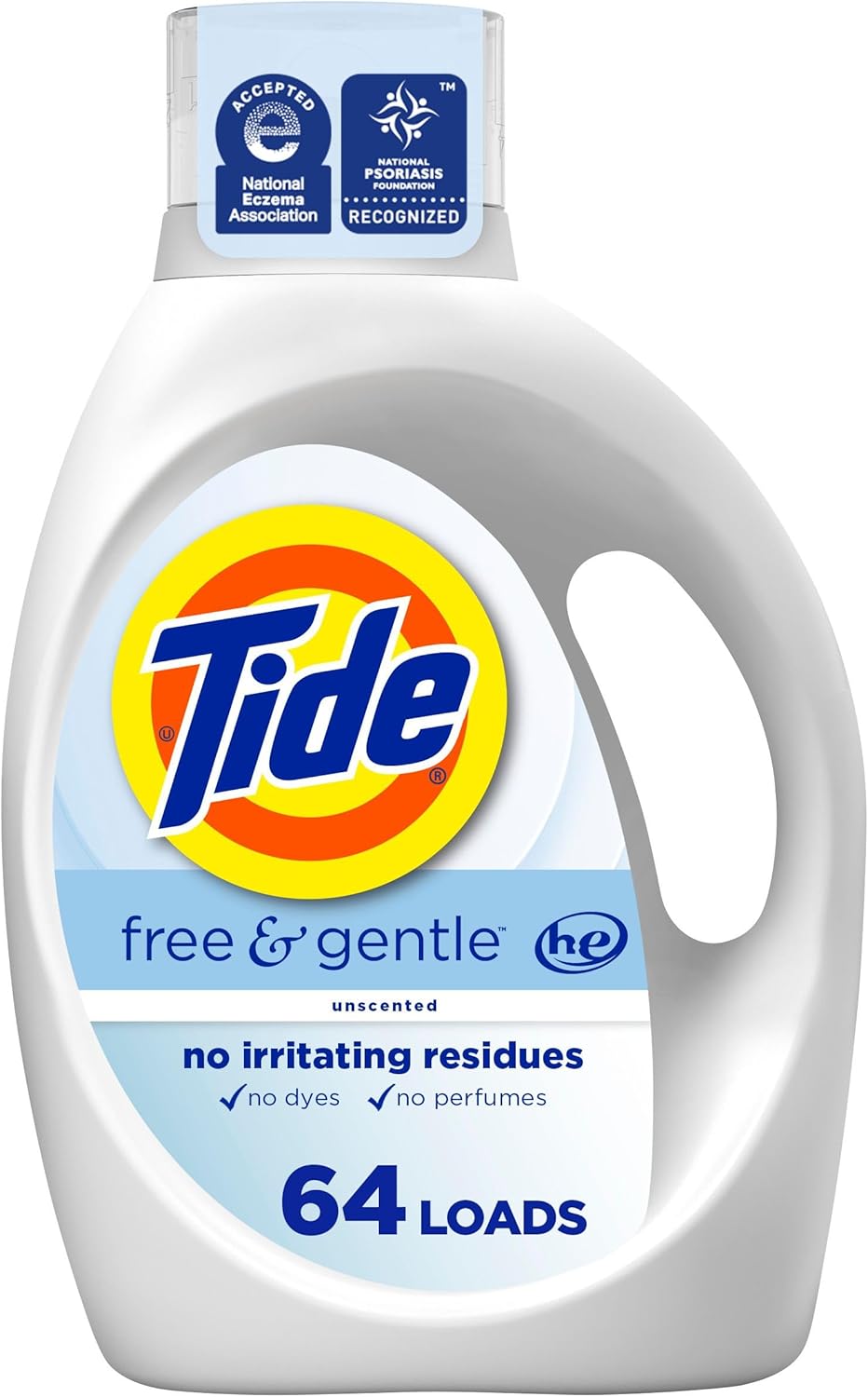 Tide Free & Gentle Liquid Laundry Detergent - 64 Loads | 84 Fl Oz | Hypoallergenic Formula