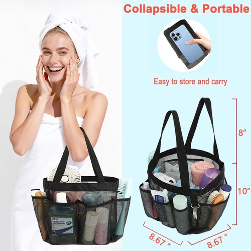 Fammart Mesh Shower Caddy - Portable 8-Pocket Tote Bag for College Dorm & Gym Essentials | Durable & Lightweight