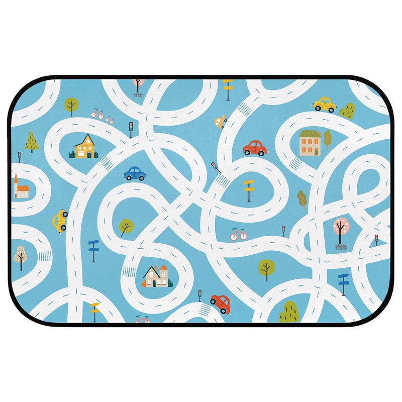 Kids Car Road Play Rug - City Town Map Track Soft Non-Slip 2x3 Ft Carpet Traffic Mat Washable Playroom Bedroom Boys Nursery Educational Area Rug Entrance Mats Classroom Decor (24"x 36")