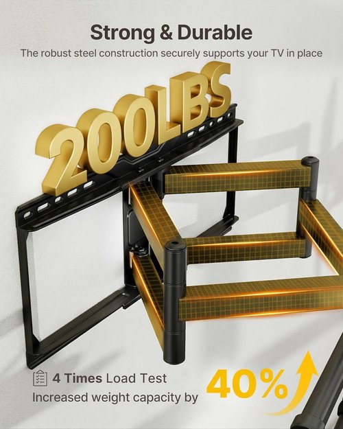monTEK Heavy-Duty Full Motion TV Wall Mount Bracket - Supports 50-100" TVs Up to 200 lbs | Tool-Free Tilt & Swivel, Max VESA 900x600