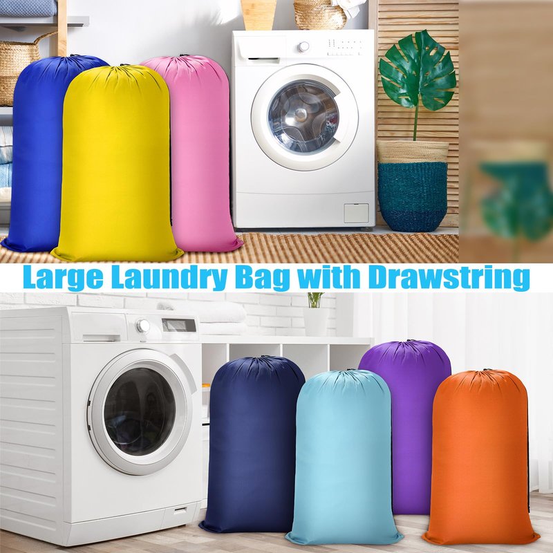 Nuogo 20 Pcs Laundry Bag Washable Travel Laundry Bags with Drawstring Lock Closure Large Heavy Duty for Camping Tent Blankets Dirty Clothes Yarn Fabric Storage, 38 x 24 Inches