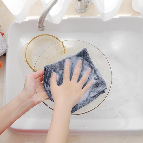Homaxy 100% Cotton Waffle Weave Dish Cloths - Ultra Soft & Absorbent 4-Pack | Quick Drying, Dark Grey, 12 x 12 Inches