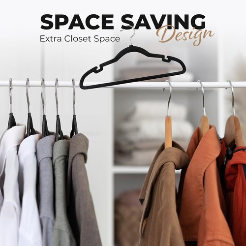 Modern Space Velvet Hangers - 200 Pack Slim Space-Saving Design for Shirts, Pants & Dresses