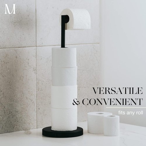 Marmolux Acc Free Standing Toilet Paper Holder - Modern Matte Black Design for 4 Rolls
